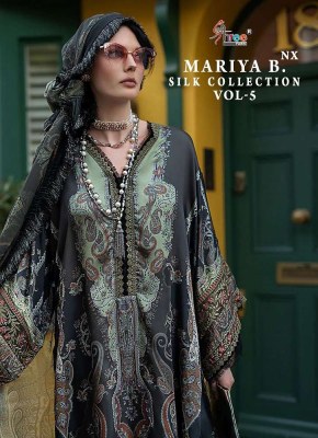 Shree Fab Maria B Silk Collection Vol 5 Nx Pure Japn Satin Digital Print Patches Work Embroidery Work Pakistani suits catalogue wholesale rate  Shree fab