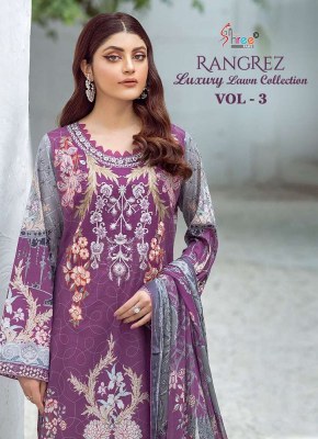 Shree Fab Rangrez Luxcury Lawn Collection Vol 3 Pure Cotton Patches Work Pakistani suits seller  Shree fab