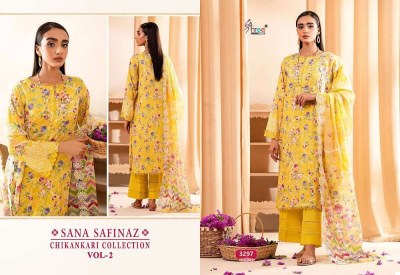 Shree Fab Sana Safinaz Chikankari Collection Vol 2 Pure Cotton  Self Embroidery Pakistani suits catalogue with Embordered dupatta   pakistani suit catalogs