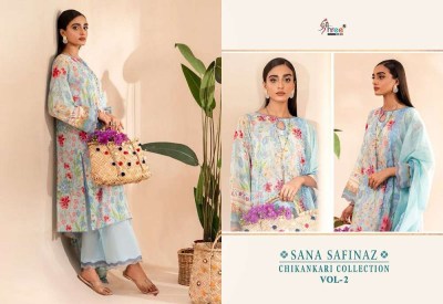 Shree Fab Sana Safinaz Chikankari Collection Vol 2 Pure Cotton  Self Embroidery Pakistani suits catalogue with Embordered dupatta   pakistani suit catalogs