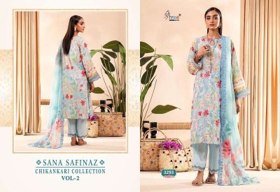 Shree Fab Sana Safinaz Chikankari Collection Vol 2 Pure Cotton  Self Embroidery Pakistani suits catalogue with Embordered dupatta   pakistani suit catalogs