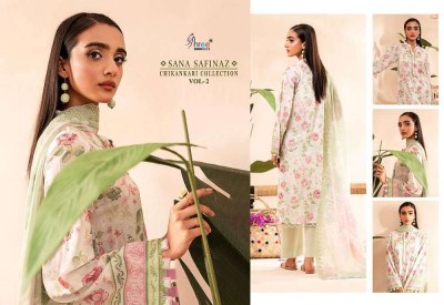 Shree Fab Sana Safinaz Chikankari Collection Vol 2 Pure Cotton  Self Embroidery Pakistani suits catalogue with Embordered dupatta   pakistani suit catalogs