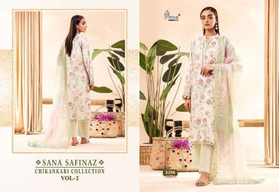 Shree Fab Sana Safinaz Chikankari Collection Vol 2 Pure Cotton  Self Embroidery Pakistani suits catalogue with Embordered dupatta   pakistani suit catalogs