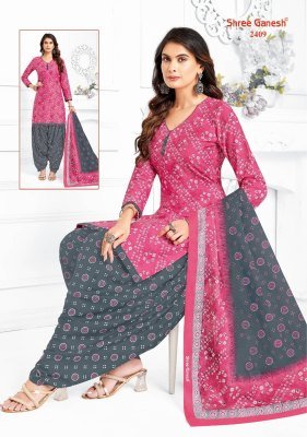 Shree Ganesh Bandhani Patiyala Vol 04 Pure Cotton Unstitched Dress Material Set  Printed Top  Bottom And Dupatta Wholesale dress material catalogs