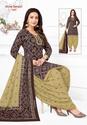 Shree Ganesh Bandhani Patiyala Vol 04 Pure Cotton Unstitched Dress Material Set  Printed Top  Bottom And Dupatta Wholesale dress material catalogs