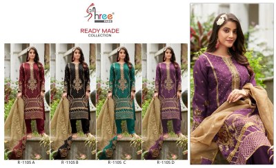 Shree fab Designe R 1105 kashak khatli work readymade karachi suit catalogue at affordable rate Karachi suits catalogs