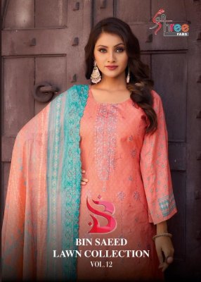 Shree fab by Bin saeed lawn collection vol 12 pure cotton unstitched dress material catalogue Shree fab