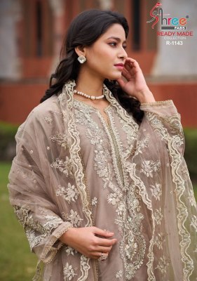 Shree fab by Catalogue name.R 1143 organza embroidered ready made Pakistani suits catalogue at wholesale price  pakistani suit catalogs