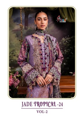 Shree fab by Jade tropical 24 pure cotton printed embroidered Pakistani suit catalogue at low rate Shree fab