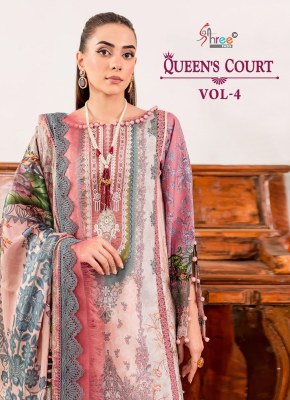 Shree fab by Queens court vol 4 cotton embroidered unstitched salwar suit catalogue at low rate Shree fab