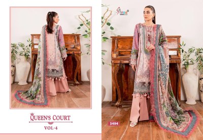 Shree fab by Queens court vol 4 cotton embroidered unstitched salwar suit catalogue at low rate salwar kameez catalogs