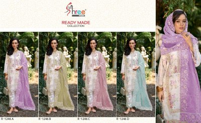 Shree fab by R 1246 fancy organza digital printed kurti pant and dupatta catalogue at affordable rate readymade suit catalogs