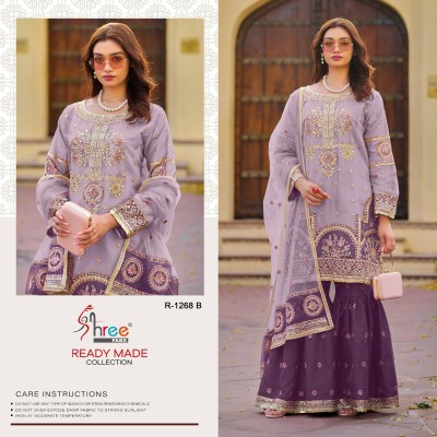 Shree fab design R 1268 organza embroidered designer fancy sharara suit catalogue at low rate fancy sharara suit Catalogs