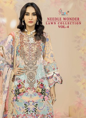 Shree fab needle wonder by lawn collection vol 4 pure cotton printed unstitched salwar kameez catalogue at low rate Shree fab