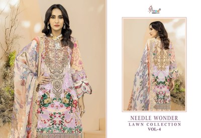 Shree fab needle wonder by lawn collection vol 4 pure cotton printed unstitched salwar kameez catalogue at low rate pakistani suit catalogs