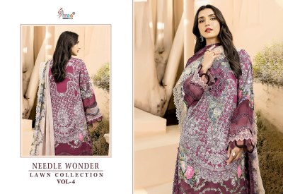 Shree fab needle wonder by lawn collection vol 4 pure cotton printed unstitched salwar kameez catalogue at low rate pakistani suit catalogs