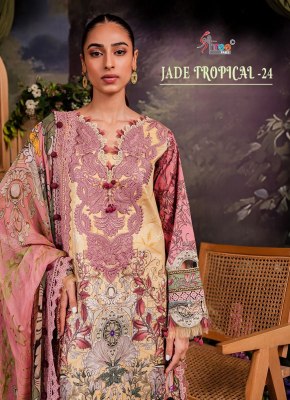 Shree fab present jade tropical 24 top pure cotton embroidered Pakistani suit catalogue at affordable rate Shree fab