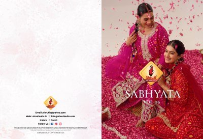 Shruti Sabhyata Vol 5 Traditional Kurti Set  Zari Sequin Georgette Work with Heavy Karachi Border Divider and Lace Dupatta Wholesale kurtis catalogs