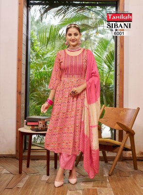 Sibani vol 6 by Tniksh fancy reyon printed ghera style readymade suit catalogue at low parice readymade suit catalogs