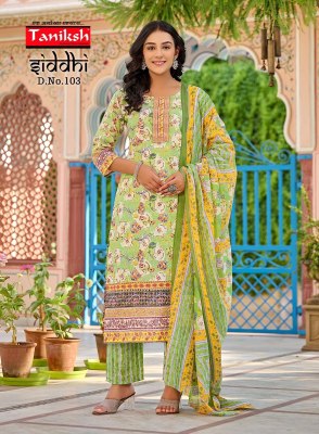 Siddhi by Taniksh Cotton digital printed readymade kurti pant and dupatta catalogue at affordable rate readymade suit catalogs