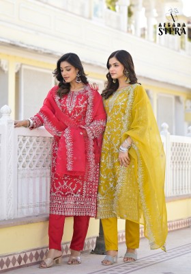 Sifra by Afsana organza designer zari work readymade pakistani suit catalogue at affordable rate readymade suit catalogs