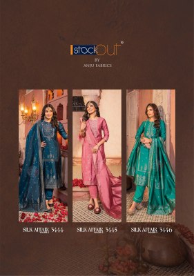 Silk Affair vol 3 by Anju fabric banarasi silk designer kurti pant and dupatta catalogue at low rate kurti pant with dupatta Catalogs