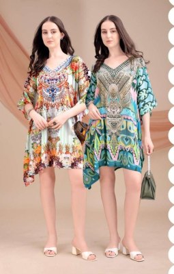 Silk Poncho vol 4 by jisha Kaftan Digital Printed Feather Silk Kaftan catalogue at Affordable rate wholesale catalogs