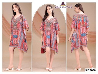 Silk Poncho vol 4 by jisha Kaftan Digital Printed Feather Silk Kaftan catalogue at Affordable rate kurtis catalogs