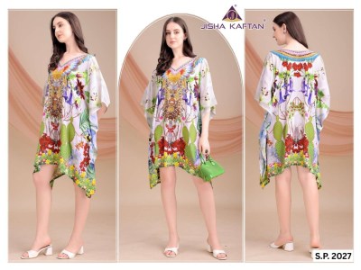 Silk Poncho vol 4 by jisha Kaftan Digital Printed Feather Silk Kaftan catalogue at Affordable rate kurtis catalogs