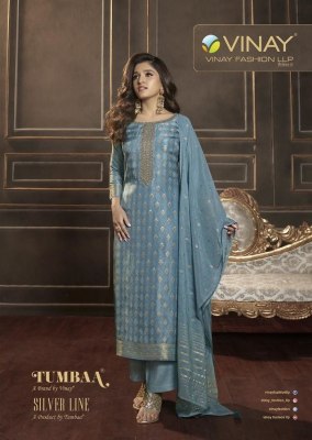 Silver line by tumbaa a brand of vinay dola jaquard dress material catalog at wholesale price vinay fashion 