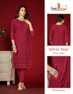 Silver star by tunis house Fully Lukhnovi work kurti with bottom catalogue readymade suit catalogs