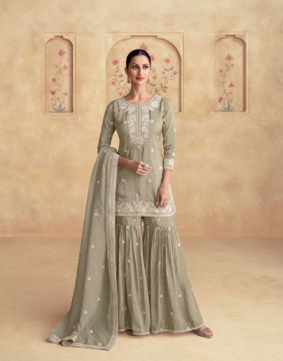 Simer by Aashirwad Simar Silk Embroidered Designer Fancy Sharara Suit catalogue at Affordable rate fancy sharara suit Catalogs