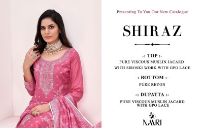 Siraz by Naari pure muslin jacquard siroski work pakistani suit catalogue at low rate   pakistani suit catalogs