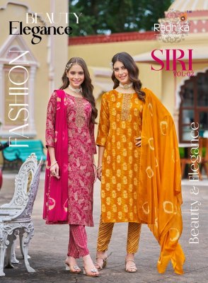 Siri vol 2 by Radhika life style reyon capsule foil printed top bottom dupatta catalogue Radhika Lifestyle