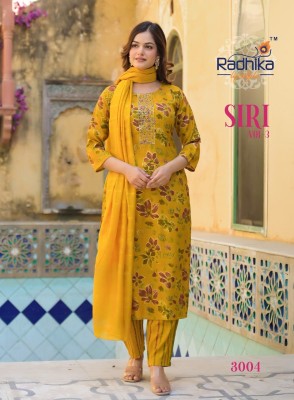 Siri vol 3 by Radhika Life style Reyon capsule foil printed kurti pant and dupatta catalogue at affordable rate readymade suit catalogs