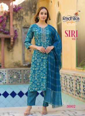 Siri vol 3 by Radhika Life style Reyon capsule foil printed kurti pant and dupatta catalogue at affordable rate readymade suit catalogs