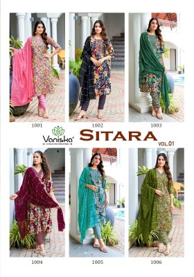 Sitara vol 1 by Vaniska Reyon foil printed Fancy embroidered readymade suit catalogue at affordable rate readymade suit catalogs