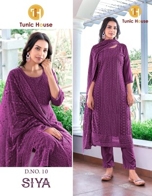 Siya by Tunic house georgette chikankari unstitched suit catalogue readymade suit catalogs