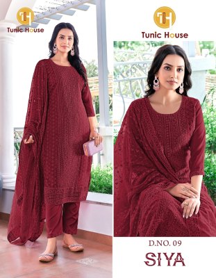 Siya by Tunic house georgette chikankari unstitched suit catalogue readymade suit catalogs