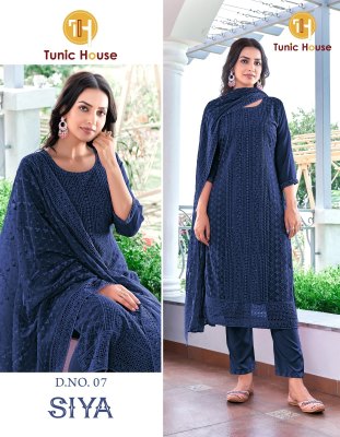 Siya by Tunic house georgette chikankari unstitched suit catalogue readymade suit catalogs