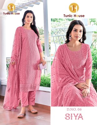 Siya by Tunic house georgette chikankari unstitched suit catalogue readymade suit catalogs