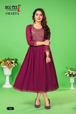 Smarta by Deecee long flared printed kurti catalogue at wholesale rate Dee cee