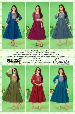 Smarta by Deecee long flared printed kurti catalogue at wholesale rate kurtis catalogs