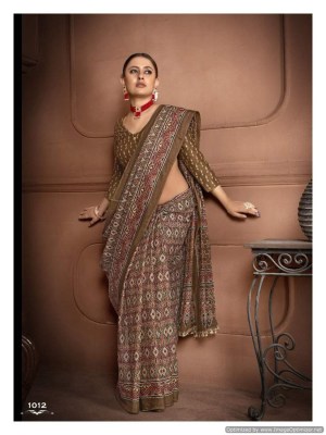 Smc by Ajarakh present pure mal cotton block printed saree catlogue at low rate sarees catalogs