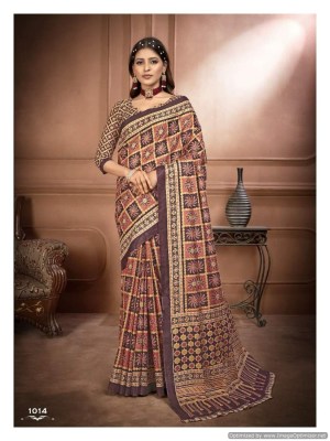 Smc by Ajarakh present pure mal cotton block printed saree catlogue at low rate sarees catalogs