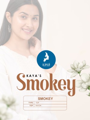 Smokey by Kaya super reyon with dori work fancy kurti catalogue at affordable rate kurtis catalogs