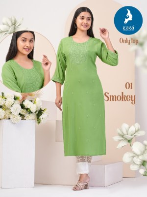 Smokey by Kaya super reyon with dori work fancy kurti catalogue at affordable rate kurtis catalogs