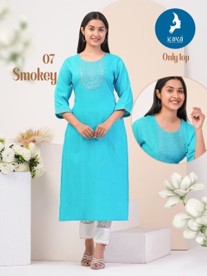 Smokey by Kaya super reyon with dori work fancy kurti catalogue at affordable rate kurtis catalogs