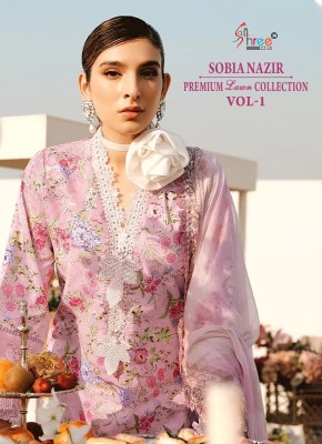 Sobia by Shree fab Pure cotton exclusive embroidered unstitched Pakistani suit catalogue at affordable rate Shree fab