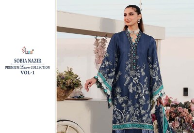 Sobia by Shree fab Pure cotton exclusive embroidered unstitched Pakistani suit catalogue at affordable rate pakistani suit catalogs